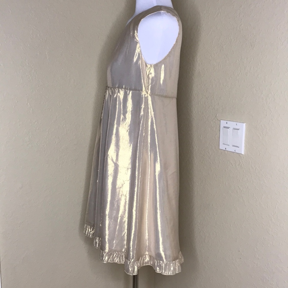ALISHA LEVINE Gold A-line Sleevless Ruffle Dress S - Picture 4 of 8